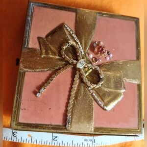 Old Fashioned Cigarette Case Storage Box with Gold Bow